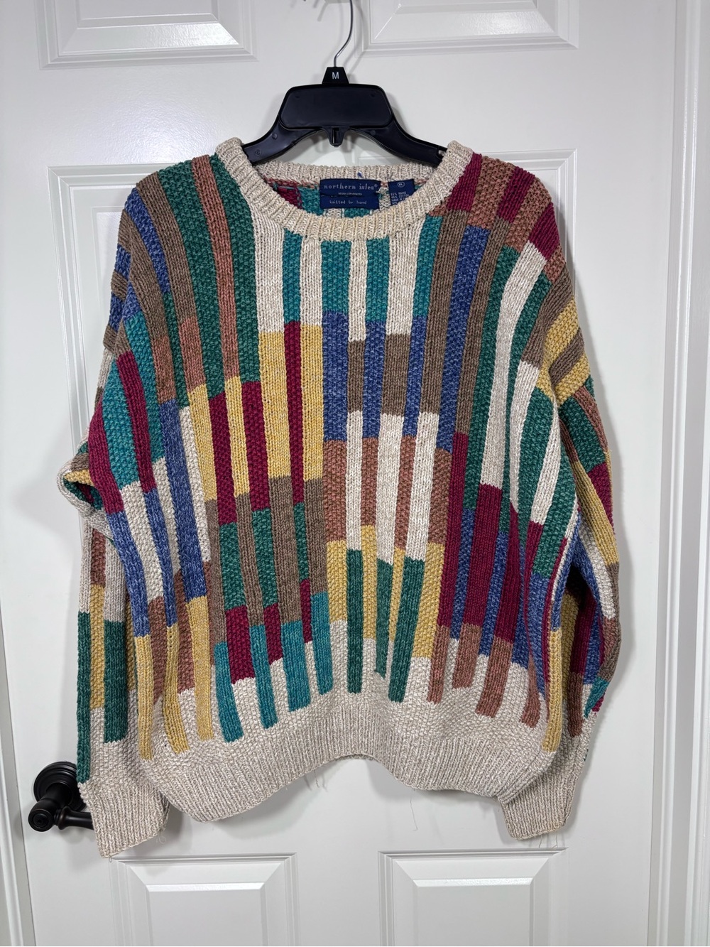 Vintage Northern Isles Hand Knit Textured 3D Knit Sweater Men’s XL Multicolor